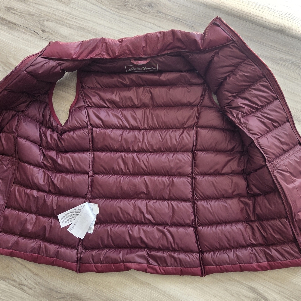Eddie Bauer EB650 Goose Down Vest Quilted Puffer Maroon Size L - Picture 7 of 12